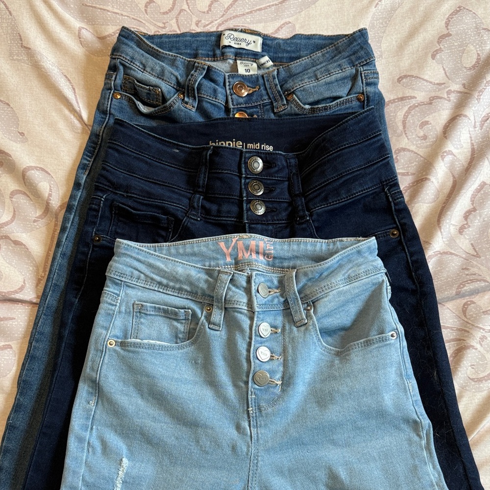 YMI girl’s High Rise Light and Dark Blue Jeans
